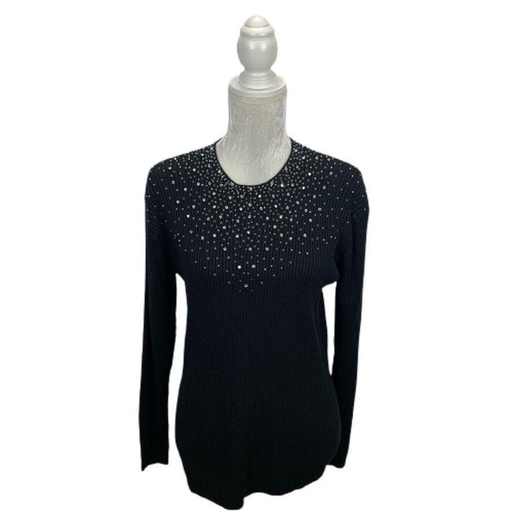 Joyce Vintage Ribbed Sweater Embellished Beaded L